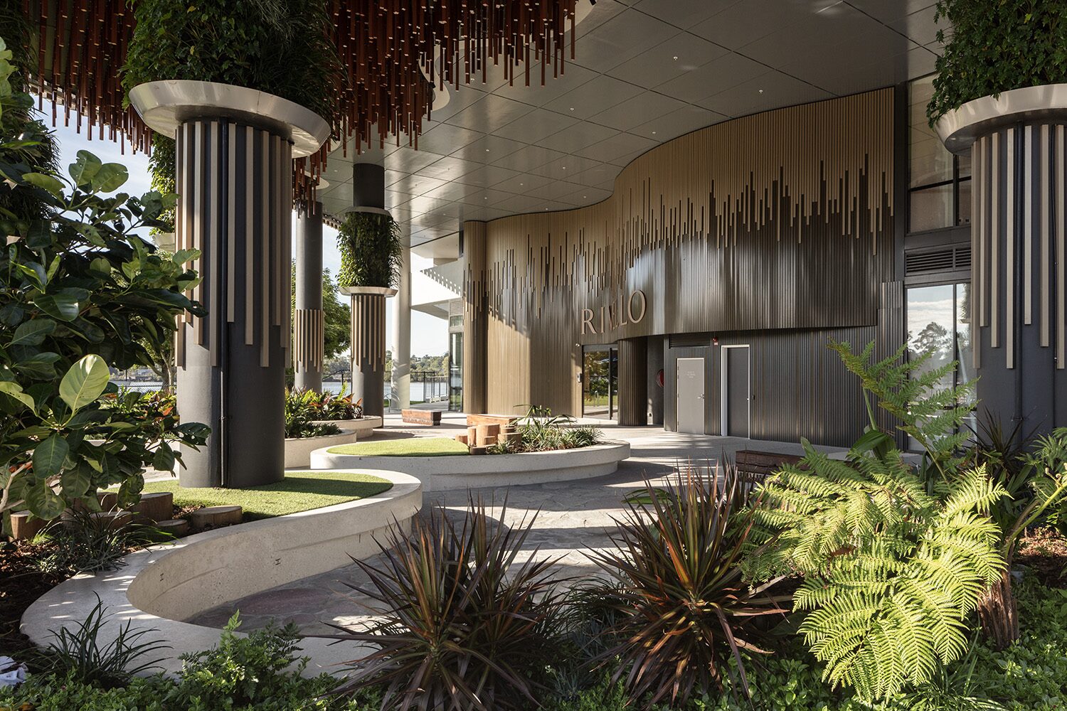Rivello Residences, entrance porte-cochère — built by Tomkins Commercial